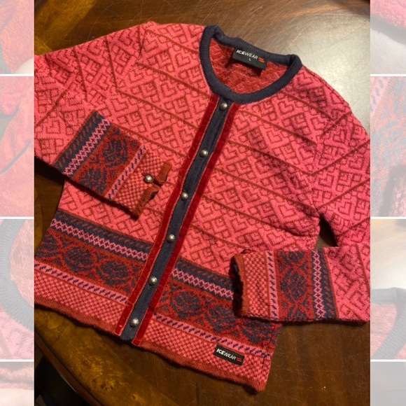 Icewear Sweaters - Kenmar Red and Blue Women's Cardigan Sweater